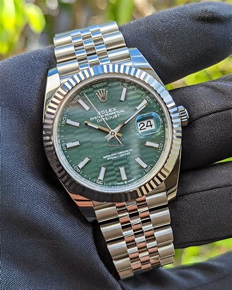 rolex datejust 41 mint green motif|Rolex Datejust 41.